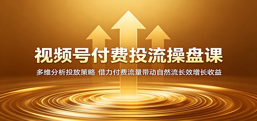 视频号付费投流操盘课:多维分析投放策略,借力付费流量带动自然流长效增长收益-热点1站 - 热点知汇专注网赚项目资源知识聚汇