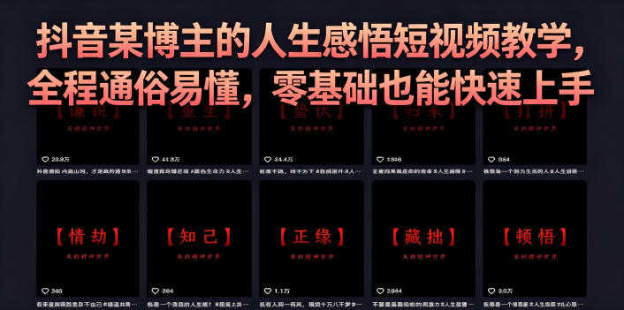 抖音某博主的灰太狼人生感悟短视频教学,全程通俗易懂,零基础也能快速上手-热点1站 - 热点知汇专注网赚项目资源知识聚汇