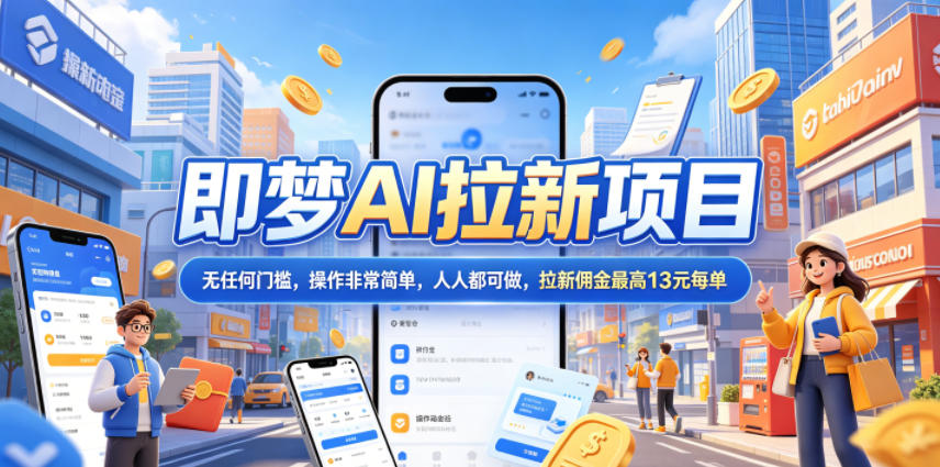 2026年即梦AI拉新项目最新玩法,无任何门槛,操作非常简单,人人都可做,拉新佣金最高13元每单-热点1站 - 热点知汇专注网赚项目资源知识聚汇