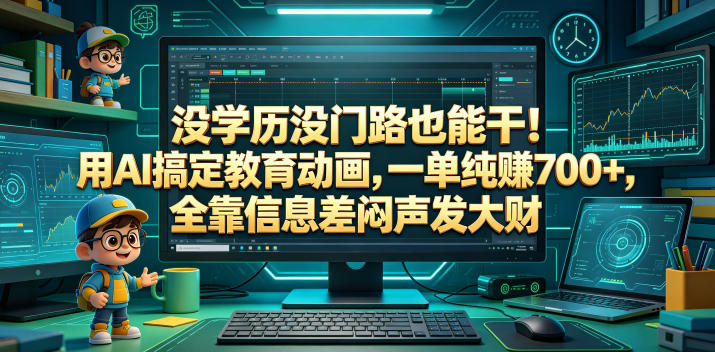 没学历没门路也能干!用AI搞定教育动画,一单纯賺700+,全靠信息差闷声发大财【揭秘】-热点1站 - 热点知汇专注网赚项目资源知识聚汇