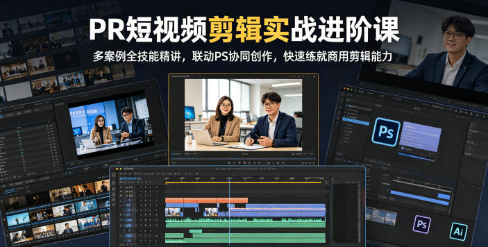 PR短视频剪辑实战进阶课,多案例全技能精讲,联动PS协同创作,快速练就商用剪辑能力-热点1站 - 热点知汇专注网赚项目资源知识聚汇