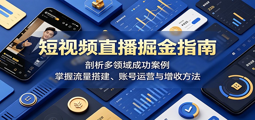短视频直播掘金指南:剖析多领域成功案例,掌握流量搭建、账号运营与增收方法-热点1站 - 热点知汇专注网赚项目资源知识聚汇