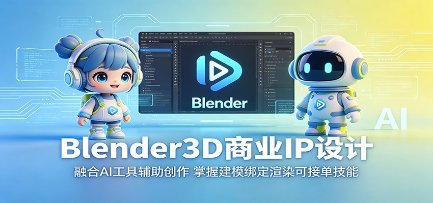Blender3D商业IP设计:融合AI工具辅助创作,掌握建模绑定渲染可接单技能-热点1站 - 热点知汇专注网赚项目资源知识聚汇