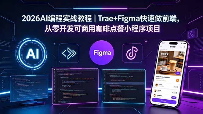 2026AI编程实战教程|Trae+Figma快速做前端,从零开发可商用咖啡点餐小程序项目-热点1站 - 热点知汇专注网赚项目资源知识聚汇