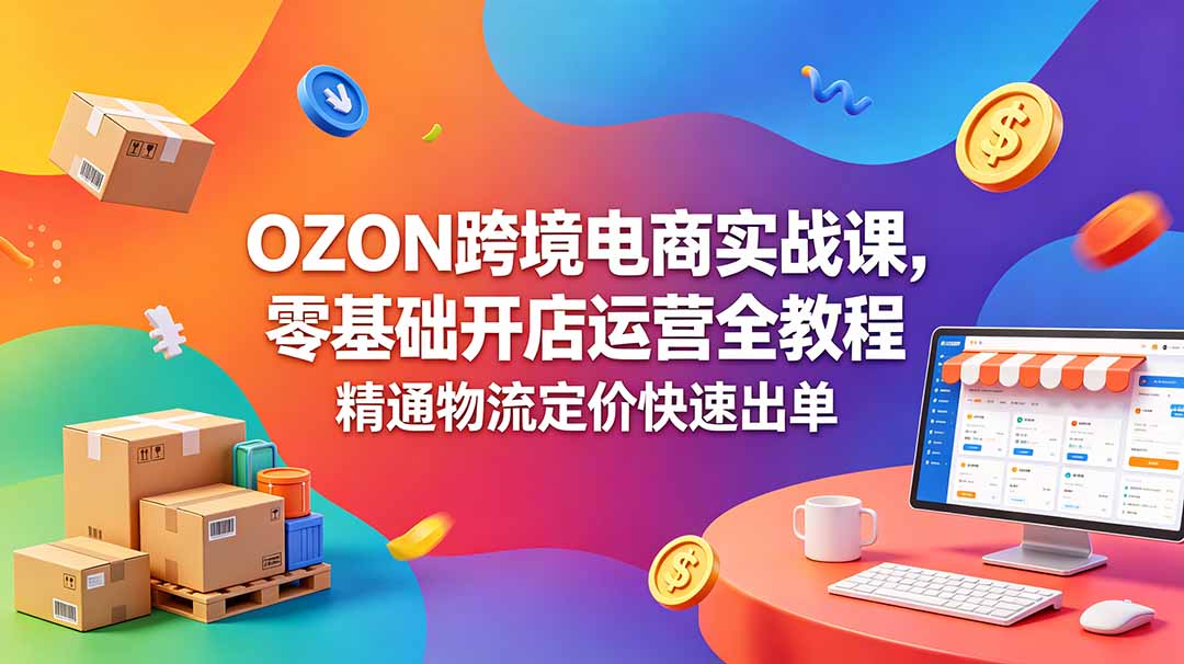 OZON 跨境电商实战课,零基础开店运营全教程,精通物流定价快速出单-热点1站 - 热点知汇专注网赚项目资源知识聚汇