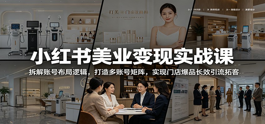 小红书美业变现实战课:拆解账号布局逻辑,打造多账号矩阵,实现门店爆品长效引流拓客-热点1站 - 热点知汇专注网赚项目资源知识聚汇