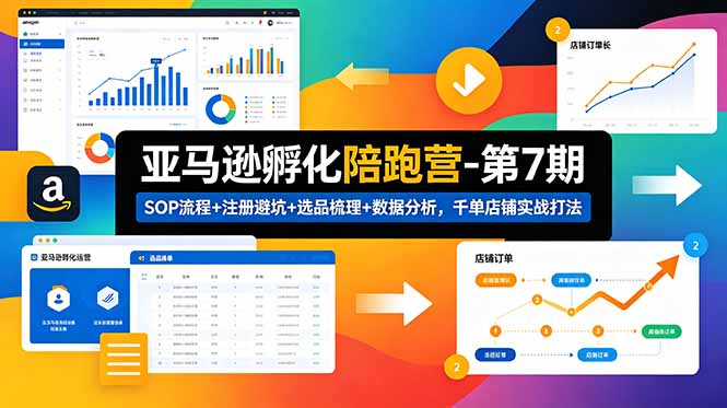 亚马逊孵化陪跑营-第7期:SOP流程+注册避坑+选品梳理+数据分析,千单店铺实战打法-热点1站 - 热点知汇专注网赚项目资源知识聚汇