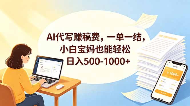 AI代写赚稿费,一单一结,小白宝妈也能轻松日入500-1000+-热点1站 - 热点知汇专注网赚项目资源知识聚汇