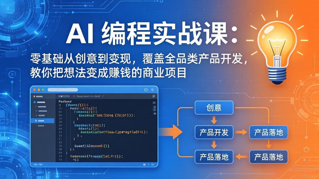 AI编程实战课-第三期-6月更新:零基础从创意到变现,覆盖全品类产品开发,把想法变成赚钱项目-热点1站 - 热点知汇专注网赚项目资源知识聚汇