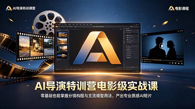 AI导演特训营电影级实战课,零基础也能掌握分镜构图与主流模型用法,产出专业质感AI短片-热点1站 - 热点知汇专注网赚项目资源知识聚汇