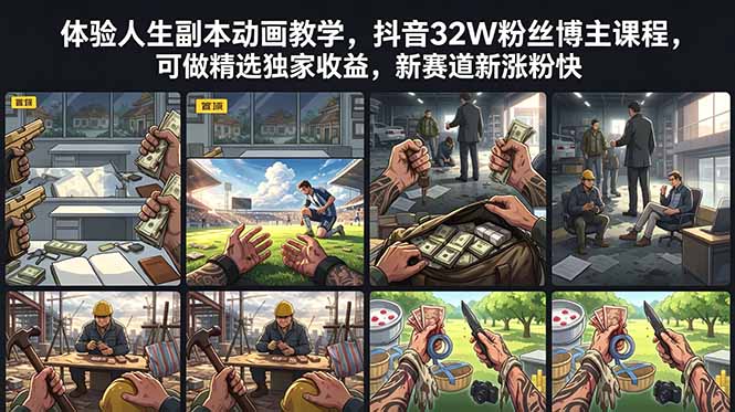 体验人生副本动画教学, 抖音32W粉丝博主课程,可做精选独家收益,新赛道新涨粉快-热点1站 - 热点知汇专注网赚项目资源知识聚汇
