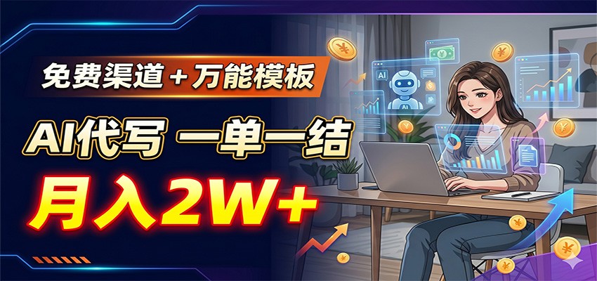 免费渠道+万能模板,AI代写一单一结,月入2W+-热点1站 - 热点知汇专注网赚项目资源知识聚汇