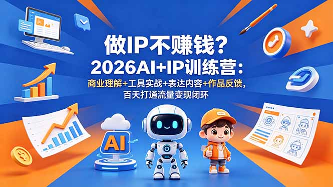做IP不赚钱?2026AI+IP训练营:商业理解+工具实战+表达内容+作品反馈,百天打通流量变现闭环-热点1站 - 热点知汇专注网赚项目资源知识聚汇