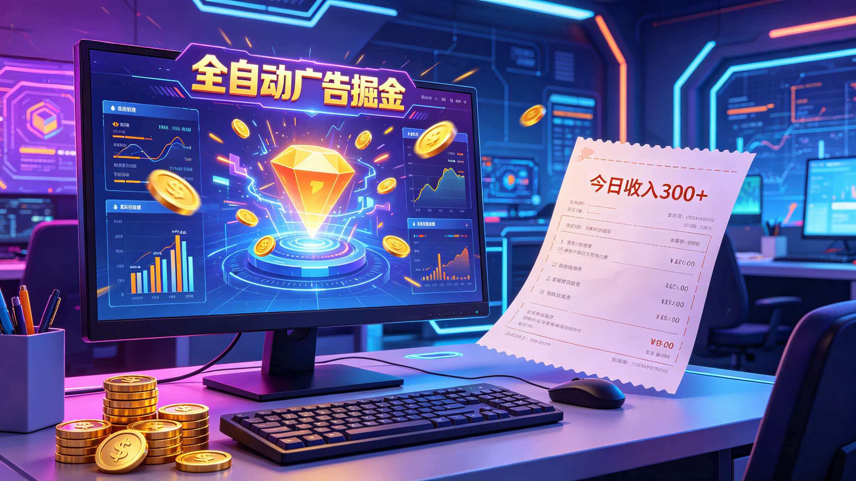 全自动广告掘金,日入300+。全程Ai自动化运行,解放双手,时间自由。收益稳定-热点1站 - 热点知汇专注网赚项目资源知识聚汇