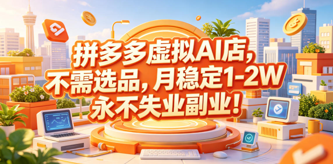 拼多多虚拟AI店,不需选品,月稳定1-2W,永不失业副业!【揭秘】-热点1站 - 热点知汇专注网赚项目资源知识聚汇