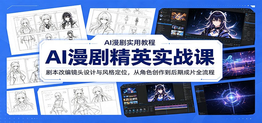 AI漫剧精英实战课:剧本改编镜头设计与风格定位,从角色创作到后期成片全流程-热点1站 - 热点知汇专注网赚项目资源知识聚汇