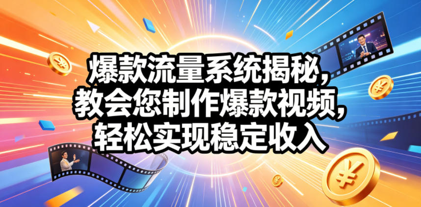 爆款流量系统揭秘,教会您制作爆款视频,轻松实现稳定收入【原创双语字幕】-热点1站 - 热点知汇专注网赚项目资源知识聚汇