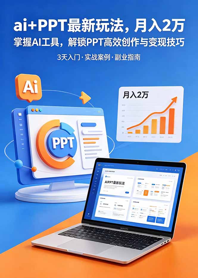 ai+PPT最新玩法,月入2万掌握AI工具,解锁PPT高效创作与变现技巧3天入门,实战案例·副业指南-热点1站 - 热点知汇专注网赚项目资源知识聚汇