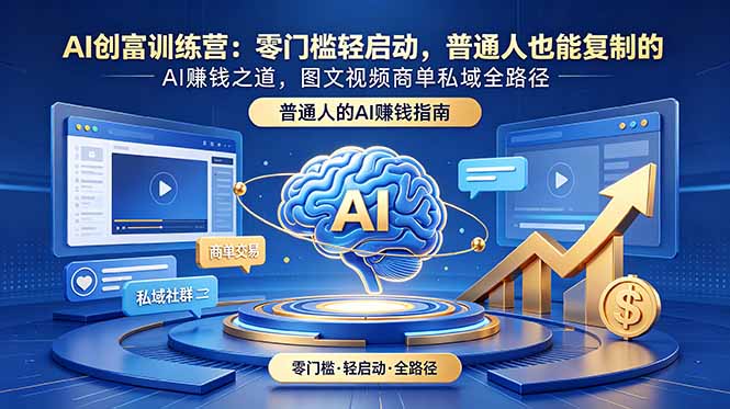 AI创富训练营:零门槛轻启动,普通人也能复制的AI赚钱之道,图文视频商单私域全路径-热点1站 - 热点知汇专注网赚项目资源知识聚汇