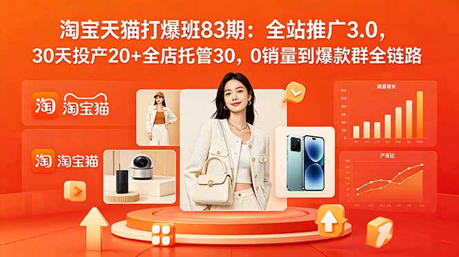 2026淘宝天猫打爆班83期:全站推广3.0,30天投产20+全店托管30,0销量到爆款群全链路-热点1站 - 热点知汇专注网赚项目资源知识聚汇