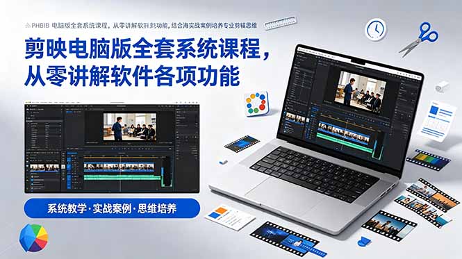 剪映电脑版全套系统课程,从零讲解软件各项功能,结合海量实战案例培养专业剪辑思维-热点1站 - 热点知汇专注网赚项目资源知识聚汇