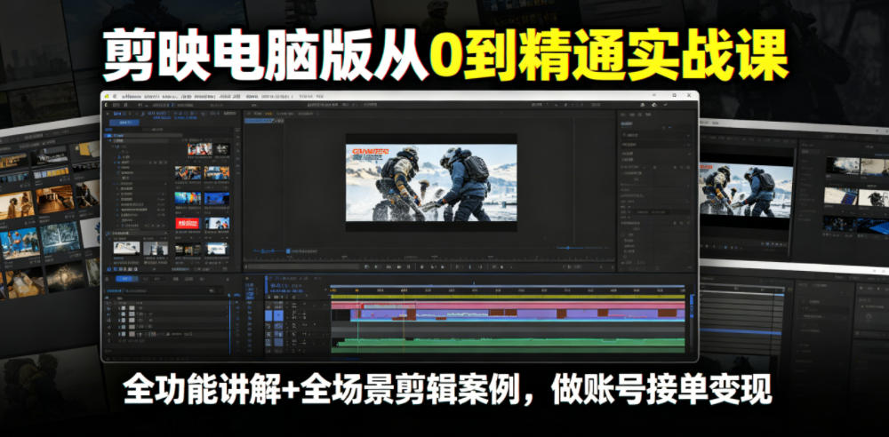 剪映电脑版从0到精通实战课,全功能讲解+全场景剪辑案例,做账号接单变现-热点1站 - 热点知汇专注网赚项目资源知识聚汇