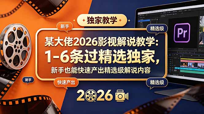 某大佬2026影视解说教学:1-6条过精选独家,新手也能快速产出精选级解说内容-热点1站 - 热点知汇专注网赚项目资源知识聚汇