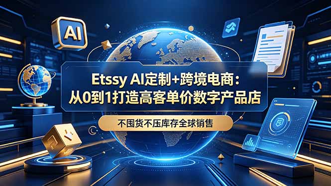 Etsy AI定制+跨境电商:从0到1打造高客单价数字产品店,不囤货不压库存全球销售-热点1站 - 热点知汇专注网赚项目资源知识聚汇