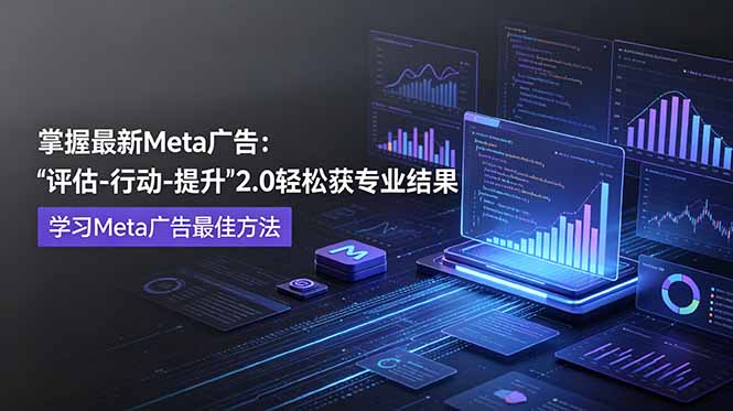 掌握最新的Meta广告,通过“评估-行动-提升”2.0版本轻松获得专业级结果。学习目前学习Meta广告的最佳方法-热点1站 - 热点知汇专注网赚项目资源知识聚汇