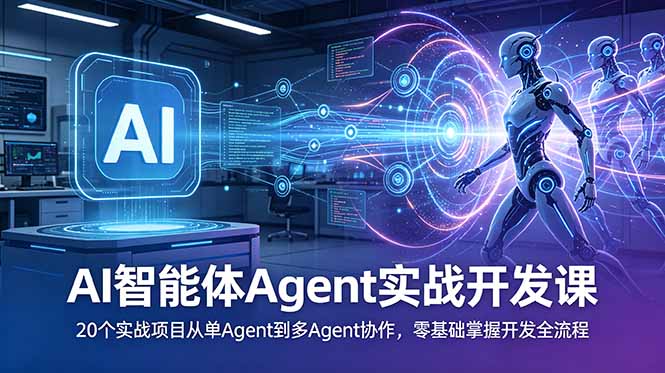 AI智能体Agent实战开发课:20个实战项目从单Agent到多Agent协作,零基础掌握开发全流程-热点1站 - 热点知汇专注网赚项目资源知识聚汇