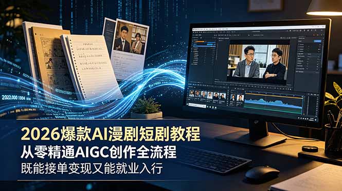 2026 爆款 AI 漫剧短剧教程 从零精通 AIGC 创作全流程 既能接单变现又能就业入行-热点1站 - 热点知汇专注网赚项目资源知识聚汇
