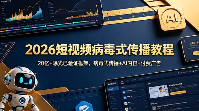 2026短视频病毒式传播教程:20亿+曝光已验证框架,病毒式传播+AI内容+付费广告-热点1站 - 热点知汇专注网赚项目资源知识聚汇