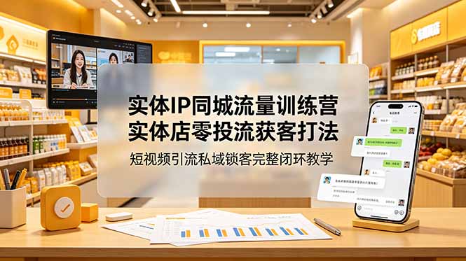 实体IP同城流量训练营:实体店零投流获客打法,短视频引流私域锁客完整闭环教学-热点1站 - 热点知汇专注网赚项目资源知识聚汇