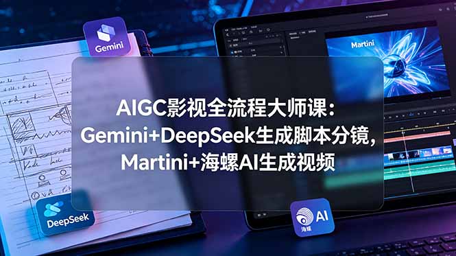 AIGC影视全流程大师课:Gemini+DeepSeek生成脚本分镜,Martini+海螺AI生成视频-热点1站 - 热点知汇专注网赚项目资源知识聚汇
