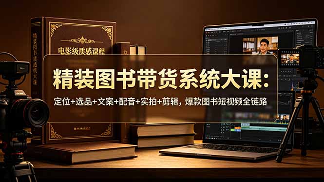精装图书带货系统大课:定位+选品+文案+配音+实拍+剪辑,爆款图书短视频全链路-热点1站 - 热点知汇专注网赚项目资源知识聚汇