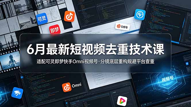 6月最新短视频去重技术课,适配可灵即梦快手Omni视频号,分镜底层重构规避平台查重-热点1站 - 热点知汇专注网赚项目资源知识聚汇