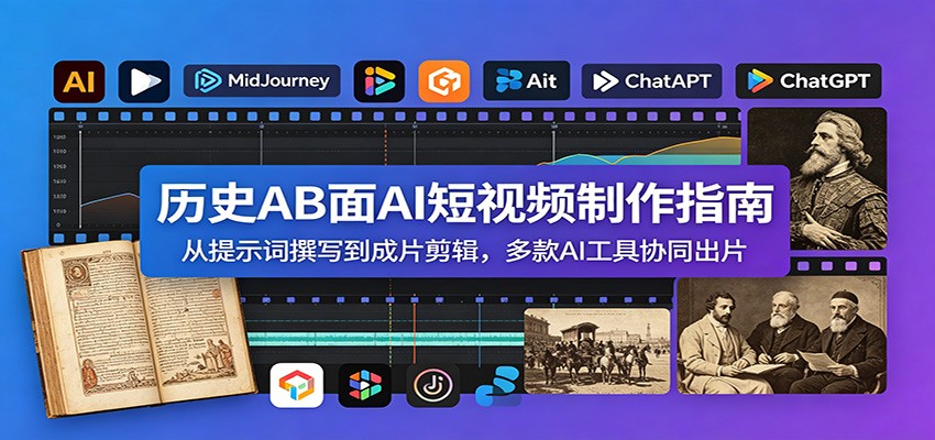 历史AB面AI短视频制作指南:从提示词撰写到成片剪辑,多款AI工具协同出片-热点1站 - 热点知汇专注网赚项目资源知识聚汇