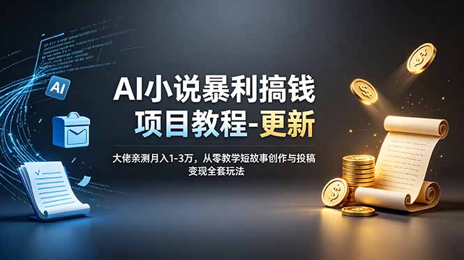 AI小说暴利搞钱项目教程-更新,大佬亲测月入1-3万,从零教学短故事创作与投稿变现全套玩法-热点1站 - 热点知汇专注网赚项目资源知识聚汇