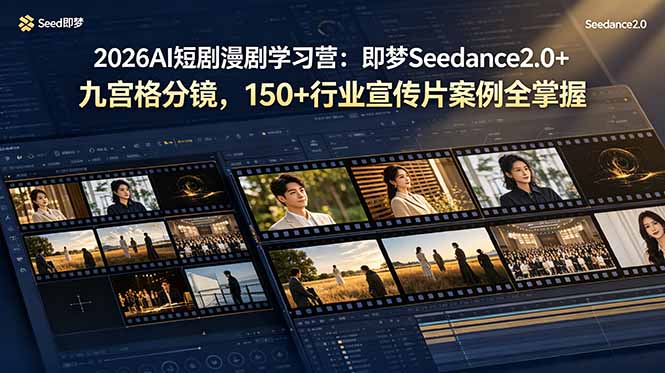 2026AI短剧漫剧学习营:即梦Seedance2.0+九宫格分镜,150+行业宣传片案例全掌握-热点1站 - 热点知汇专注网赚项目资源知识聚汇