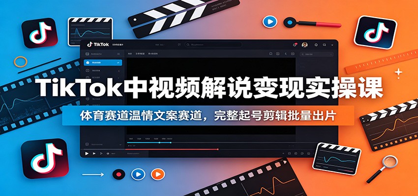 TikTok中视频解说变现实操课:体育赛道温情文案赛道,完整起号剪辑批量出片-热点1站 - 热点知汇专注网赚项目资源知识聚汇
