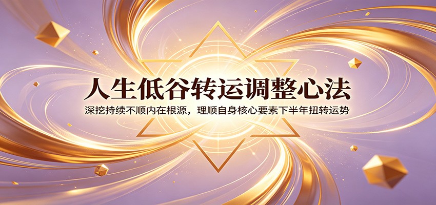 人生低谷转运调整心法:深挖持续不顺内在根源,理顺自身核心要素下半年扭转运势-热点1站 - 热点知汇专注网赚项目资源知识聚汇