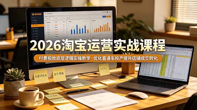 2026 淘宝运营实战课程,付费投放底层逻辑实操教学,优化直通车投产提升店铺成交转化-热点1站 - 热点知汇专注网赚项目资源知识聚汇