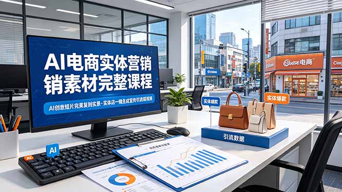 AI电商实体营销素材完整课程,AI创意短片完美复刻实景,实体店一键生成宣传引流短视频-热点1站 - 热点知汇专注网赚项目资源知识聚汇