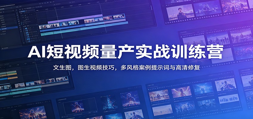 AI短视频量产实战训练营:文生图,图生视频技巧,多风格案例提示词与高清修复-热点1站 - 热点知汇专注网赚项目资源知识聚汇