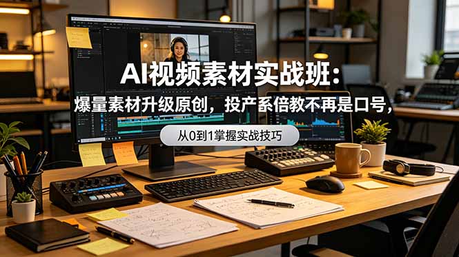 AI视频素材实战班:爆量素材升级原创,投产翻倍不再是口号,0-1系统教学实战落地-热点1站 - 热点知汇专注网赚项目资源知识聚汇