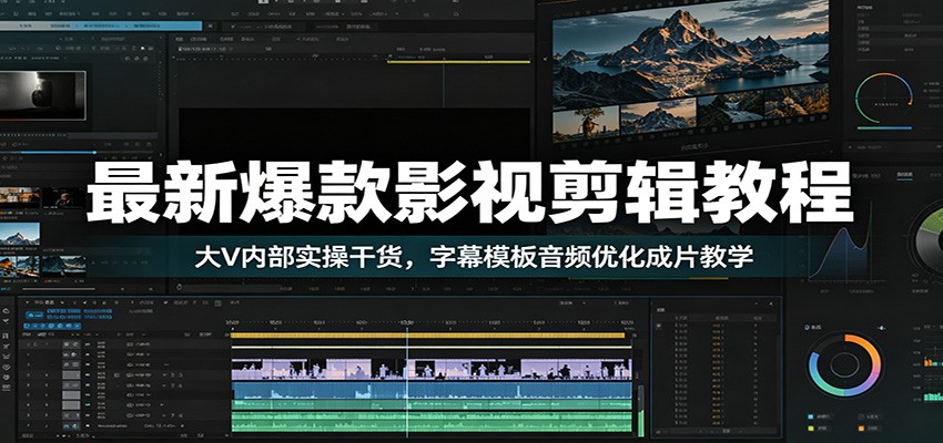 最新爆款影视剪辑教程:大V内部实操干货,字幕模板音频优化成片教学-热点1站 - 热点知汇专注网赚项目资源知识聚汇
