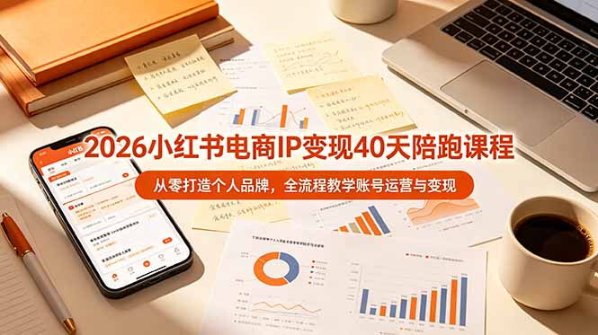 2026小红书电商IP变现40天陪跑课程-11期,从零打造个人品牌,全流程教学账号运营与变现-热点1站 - 热点知汇专注网赚项目资源知识聚汇