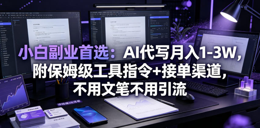 小白副业首选:AI代写月入1-3W,附保姆级工具指令+接单渠道,不用文笔不用引流【揭秘】-热点1站 - 热点知汇专注网赚项目资源知识聚汇