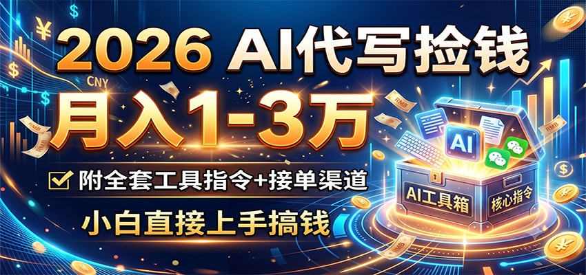 2026 AI代写捡钱,月入1-3万,附全套工具指令+接单渠道,小白直接上手搞钱-热点1站 - 热点知汇专注网赚项目资源知识聚汇