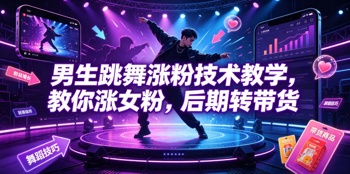 男生跳舞涨粉技术教学,教你涨女粉,后期转带货-热点1站 - 热点知汇专注网赚项目资源知识聚汇